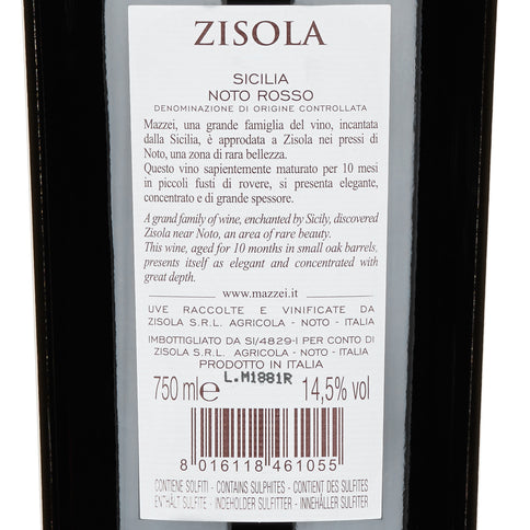 Sicilia Rosso DOC “Zisola” 2022 - Mazzei, Zisola