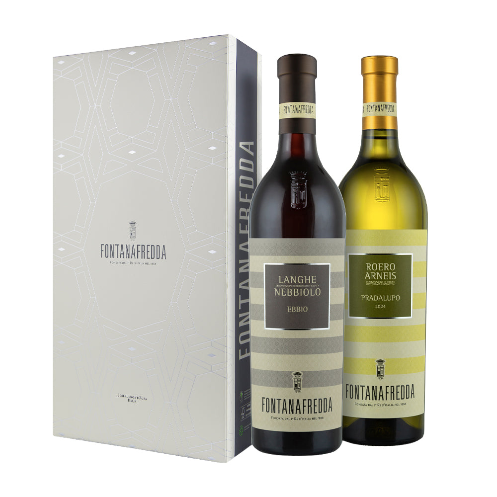 Langhe Nebbiolo DOC “Ebbio” 2024 + Roero Arneis DOCG "Pradalupo" 2024 - Fontanafredda (confezione 2 bottiglie)